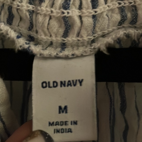 Old Navy Blue and White Striped Blouse with Flutter Sleeves, Size M - Picture 2 of 6